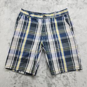ZOO YORK Shorts Mens 32 Blue Yellow Black Plaid Bermuda Shorts Skater Boarding